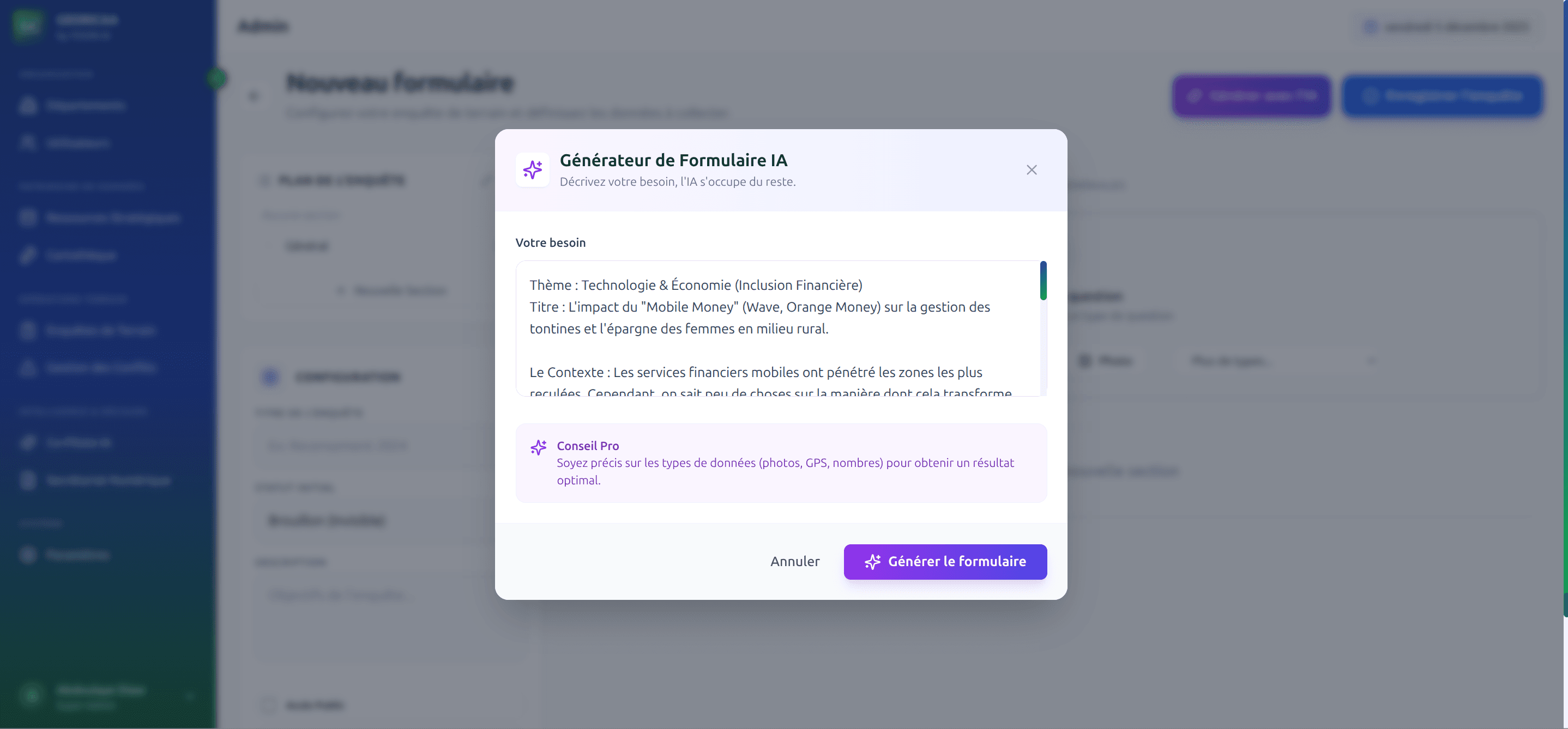 Instant Survey Generation